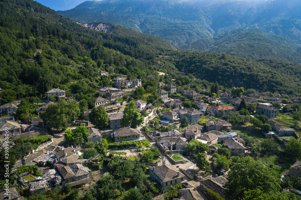 Papingo traditional mountain village with stone houses, Greece