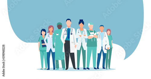 Vector of a medical staff, group of doctors and nurses photo