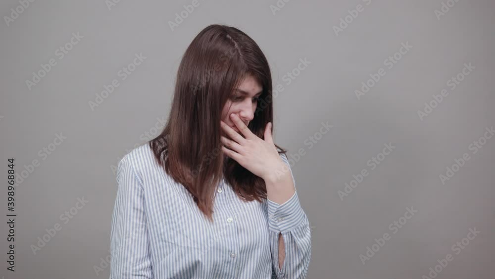 Covering mouth with palm. Can't say anything. Shocked gasping amazed hearing stunning unbelievable news press hand face astonished gossiping found out shocking truth, standing stunned speechless. Covering mouth with palm. Can't say anything. Shocked gasping amazed hearing stunning unbelievable news press hand face astonished gossiping found out shocking truth, standing stunned speechless.