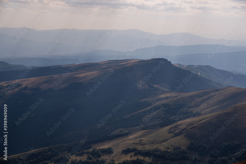 Impressive view from a Midzor mountain peak summit, the highest peak of Old mountain,2169 meters above sea level, and a view to surrounding peaks and highlands at summer
Old Mountain in Serbia, Europe
