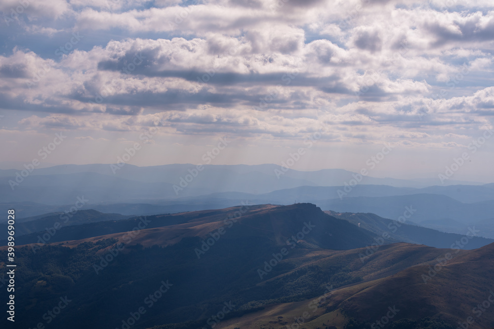 Impressive view from a Midzor mountain peak summit, the highest peak of Old mountain,2169 meters above sea level, and a view to surrounding peaks and highlands at summer
Old Mountain in Serbia, Europe