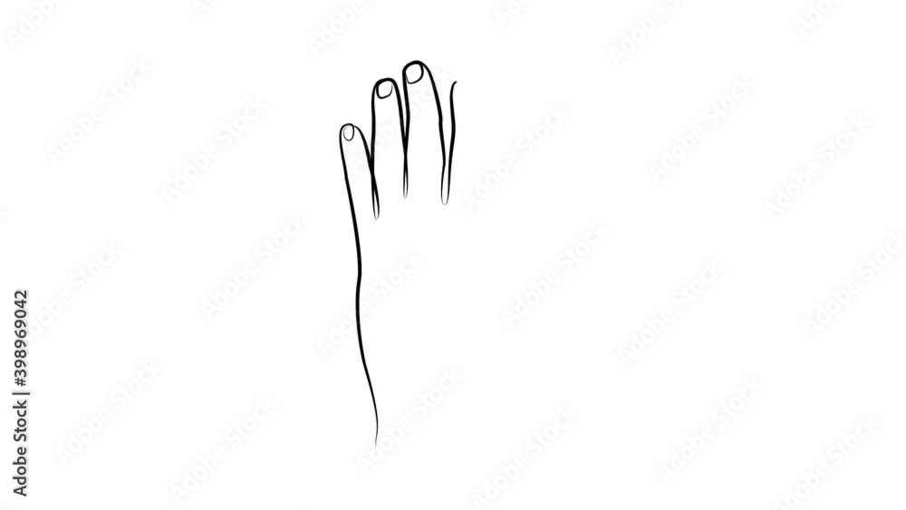 Hand and dog paw in one line. Black line animation on white background Hand and dog paw in one line. Black line animation on white background