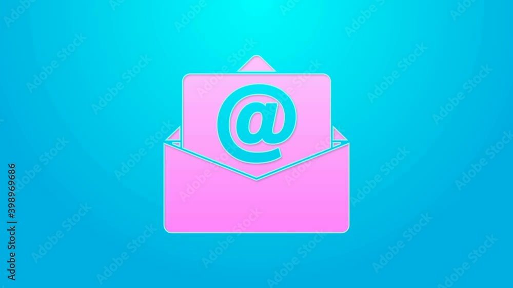 Pink line Mail and e-mail icon isolated on blue background. Envelope symbol e-mail. Email message sign. 4K Video motion graphic animation Pink line Mail and e-mail icon isolated on blue background. Envelope symbol e-mail. Email message sign. 4K Video motion graphic animation