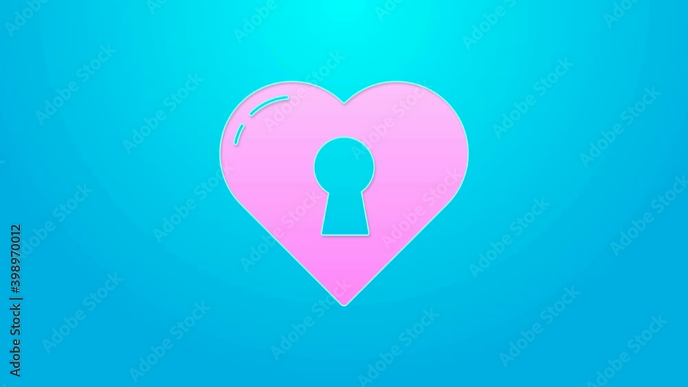 Pink line Heart with keyhole icon isolated on blue background. Locked Heart. Love symbol and keyhole sign. 4K Video motion graphic animation Pink line Heart with keyhole icon isolated on blue background. Locked Heart. Love symbol and keyhole sign. 4K Video motion graphic animation