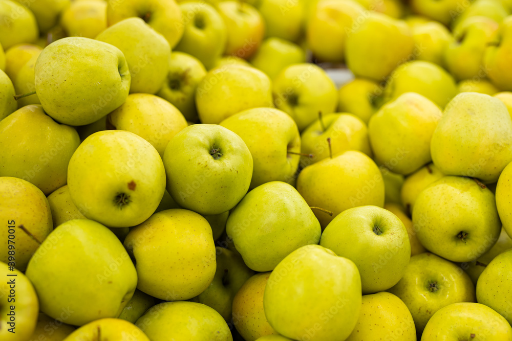 A bunch of apples in the market