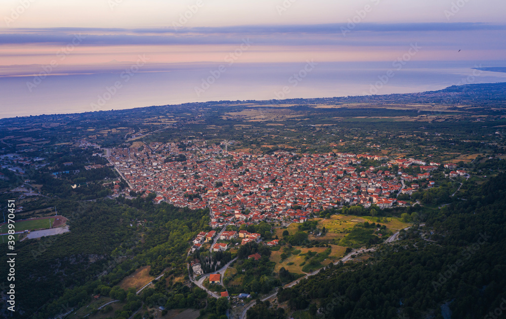 Obraz premium Litohoro village, beneath the Mount Olympus. Pieria, Greece