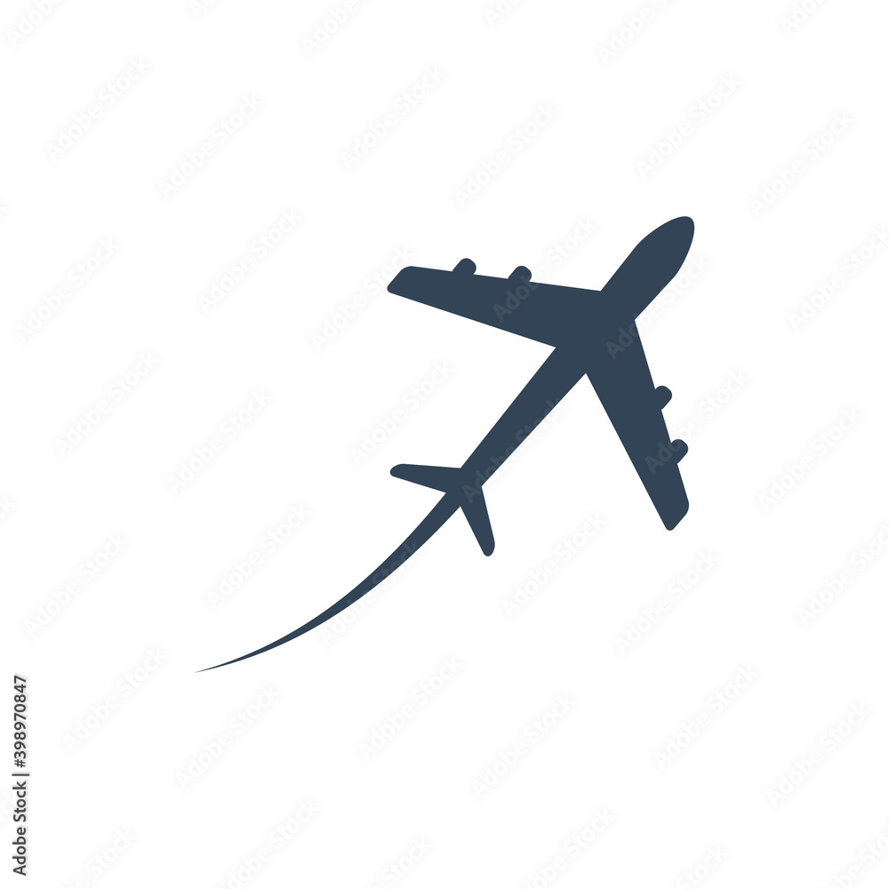 Airplane symbol icon. Plane flying with line. Vector isolated. Airplane symbol icon. Plane flying with line. Vector isolated.