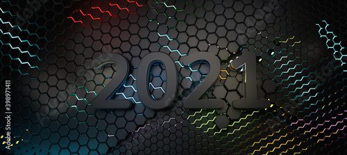 2021 dark hexagons abstract...