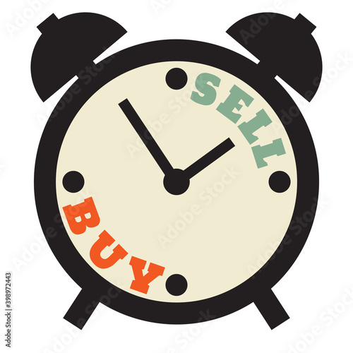 alarm clock: buy low - sell high stock trading concept