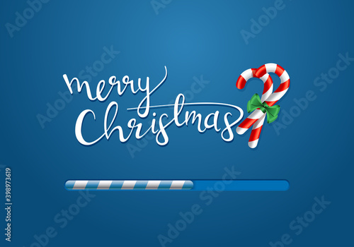Christmas is coming. Holiday greeting card or banner design with a loading bar as a count down. Vector illustration.