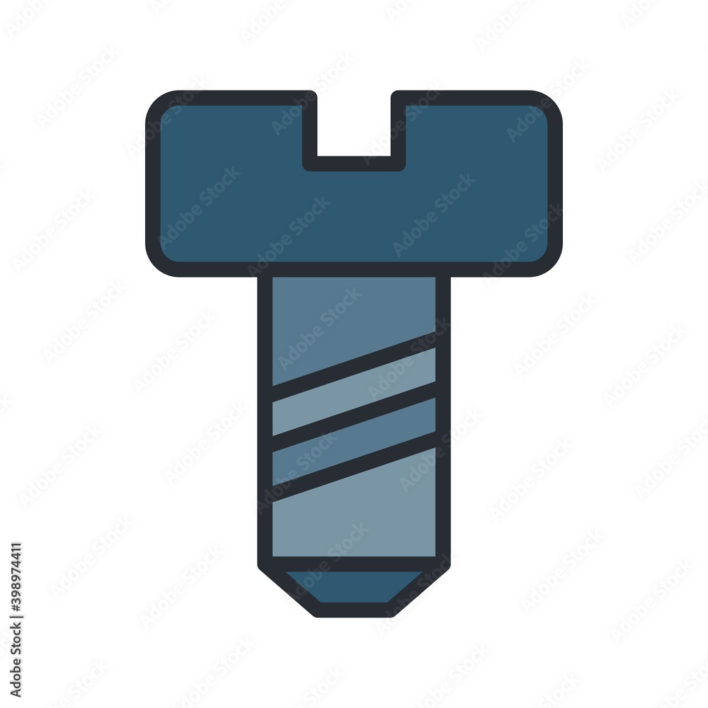Screw bolt icon in flat design style. Screw bolt icon in flat design style.