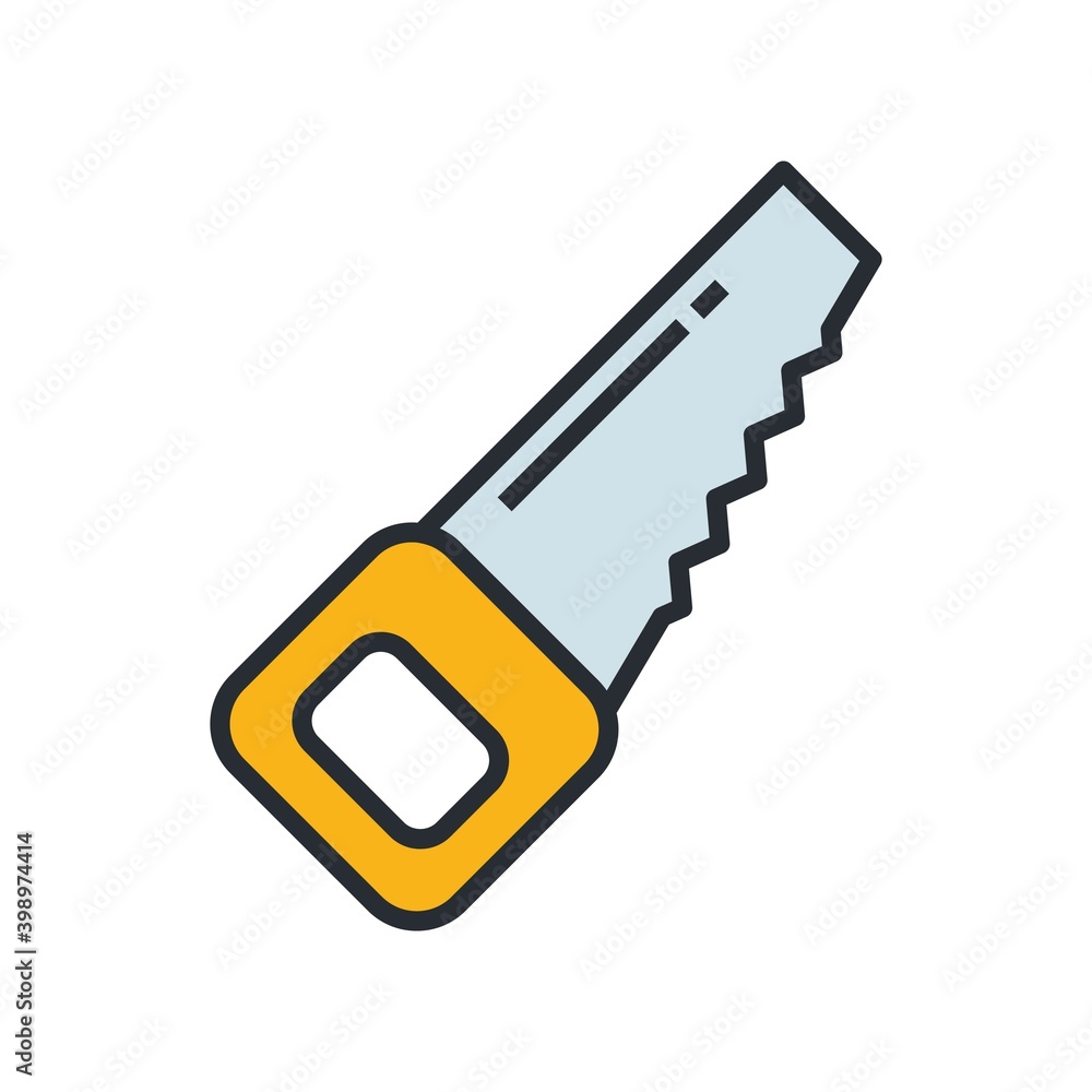 Hand saw icon in flat design style. Hand saw icon in flat design style.