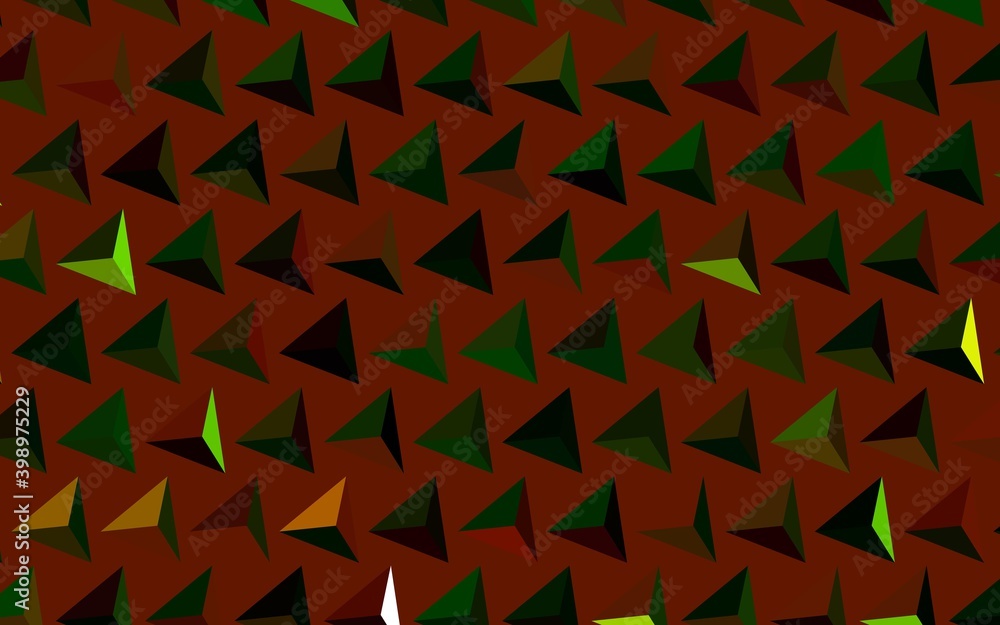 Naklejka premium Dark Green, Yellow vector backdrop with lines, triangles.