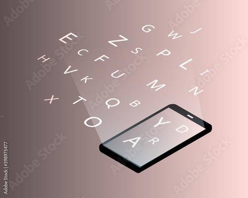 studying ABC alphabet and learning English from mobile device vector