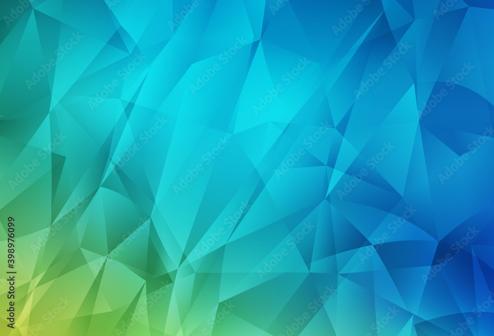Obraz premium Light Blue, Green vector shining triangular backdrop. Shining polygonal illustration, which consist of triangles. Brand new design for your business.