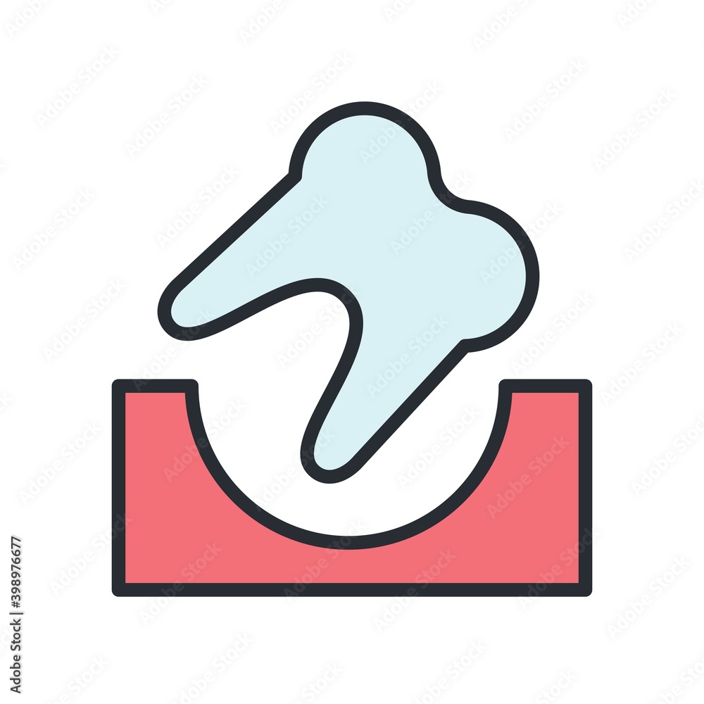 Dental care, tooth extraction icon. Flat design style. Dental care, tooth extraction icon. Flat design style.