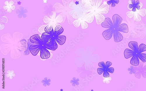 Light Purple vector abstract backdrop with flowers. © smaria2015