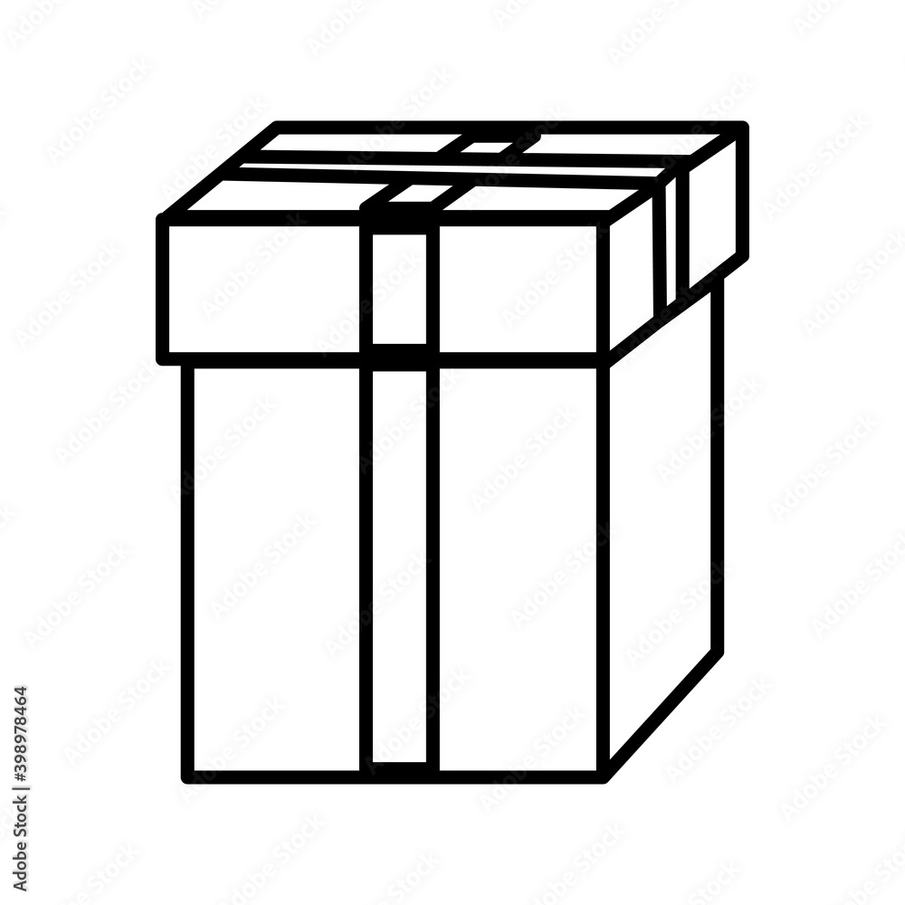 Black and white small simple linear icon of a beautiful holiday New Year's Christmas gift in a beautiful box with ribbons and a bow isolated on a white background. illustration Black and white small simple linear icon of a beautiful holiday New Year's Christmas gift in a beautiful box with ribbons and a bow isolated on a white background. illustration