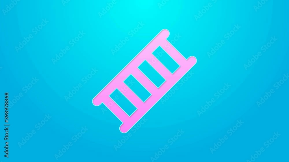 Pink line Fire escape icon isolated on blue background. Pompier ladder. Fireman scaling ladder with a pole. 4K Video motion graphic animation Pink line Fire escape icon isolated on blue background. Pompier ladder. Fireman scaling ladder with a pole. 4K Video motion graphic animation