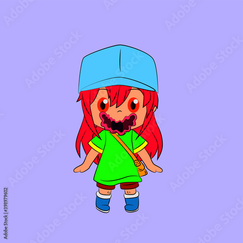 girl laughing and talk out loud, streetwear or t-shirt design