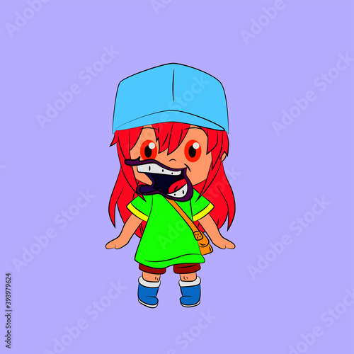 girl laughing and talk out loud, streetwear or t-shirt design