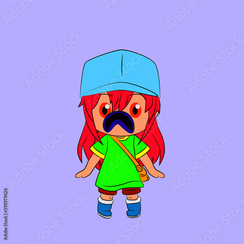 girl laughing and talk out loud, streetwear or t-shirt design