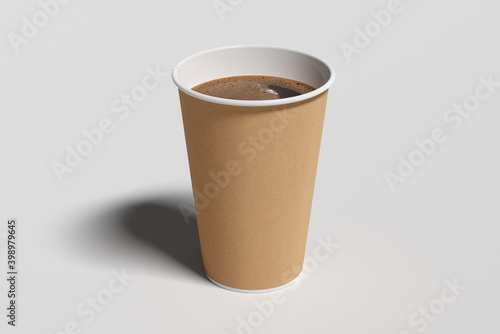 Cardboard take away coffee paper cup mock up on white background.
