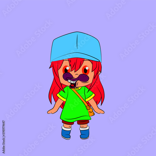 girl laughing and talk out loud, streetwear or t-shirt design