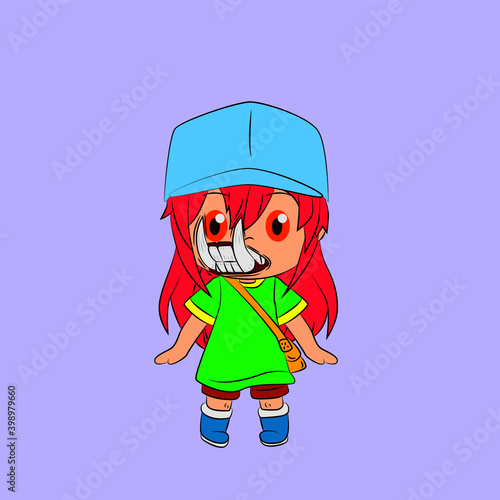 girl laughing and talk out loud, streetwear or t-shirt design