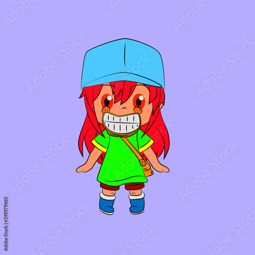 girl laughing and talk out loud, streetwear or t-shirt design