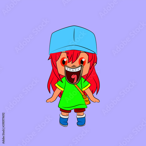 girl laughing and talk out loud, streetwear or t-shirt design