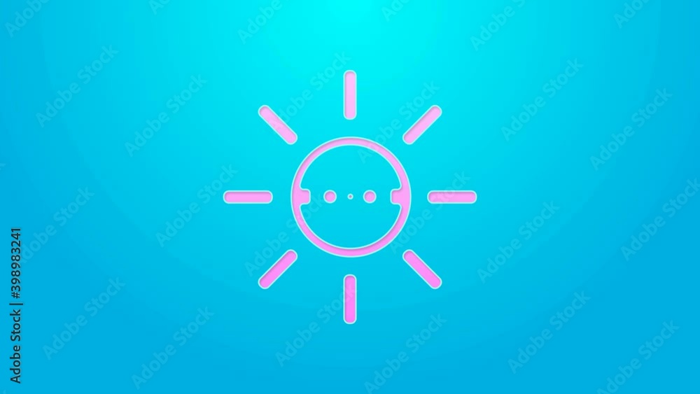 Pink line Solar energy panel icon isolated on blue background. Sun with lightning symbol. 4K Video motion graphic animation Pink line Solar energy panel icon isolated on blue background. Sun with lightning symbol. 4K Video motion graphic animation