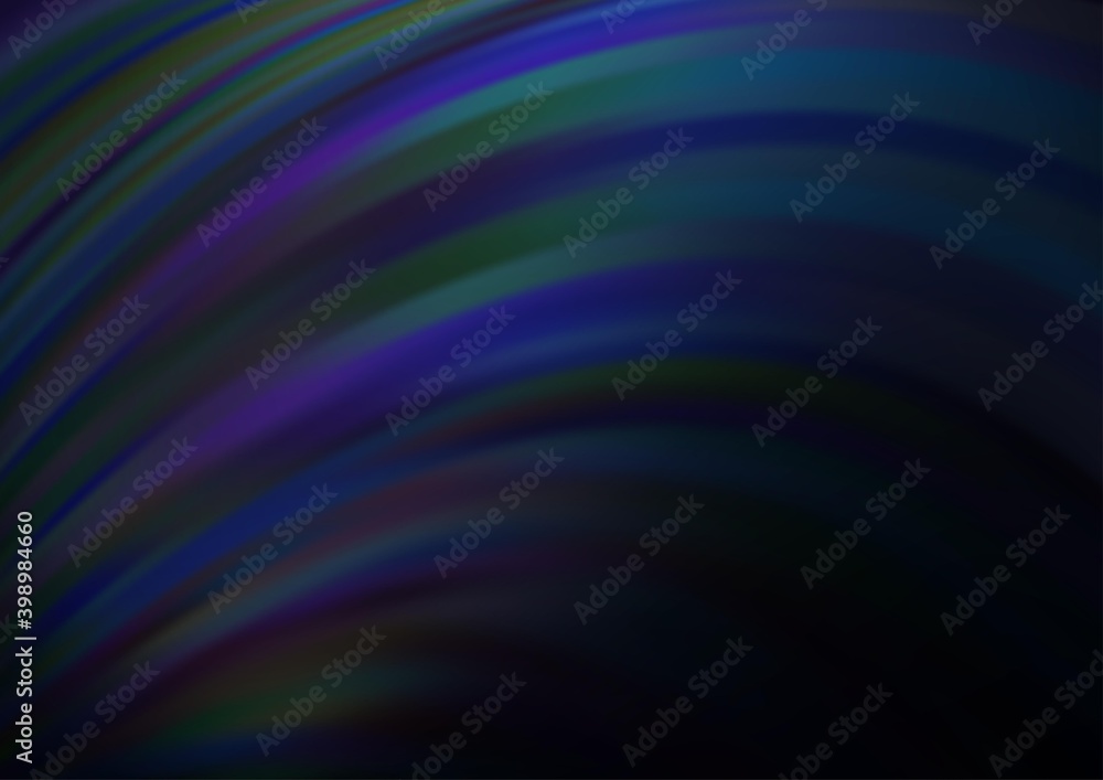 Dark BLUE vector template with bent ribbons.