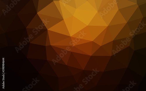 Dark Yellow, Orange vector shining triangular pattern.