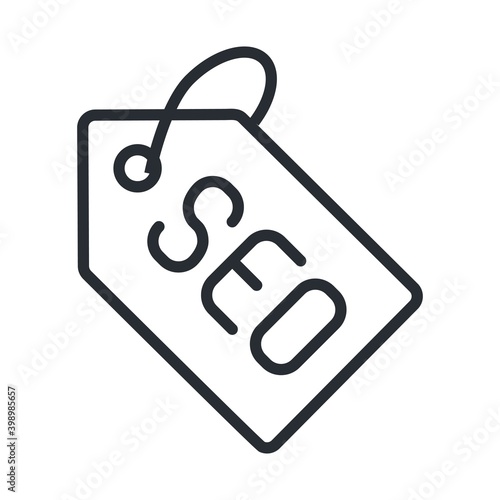 SEO tags vector icon, tagline symbol. Modern, simple line vector illustration for web site or mobile app. Blue Theme Concept