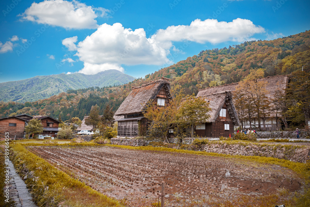 GIFU,JAPAN - 10 Mayl,2015 : Shirakawago Declared a UNESCO world heritage site in 1995, Is famous for their traditional gassho-zukuri farmhouses, The village is surrounded by abundant nature.