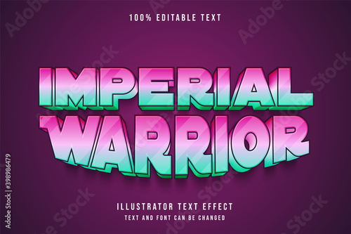 Imperial warrior,3d editable text effect blue pink gradation blue cinematic text style