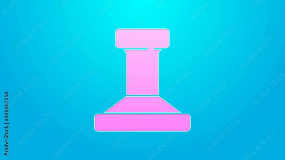 Pink line Stamp icon isolated on blue background. 4K Video motion graphic animation Pink line Stamp icon isolated on blue background. 4K Video motion graphic animation
