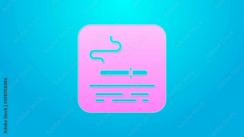 Pink line Smoking area icon isolated on blue background. 4K Video motion graphic animation Pink line Smoking area icon isolated on blue background. 4K Video motion graphic animation