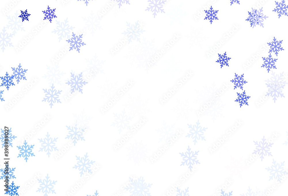 Light Purple vector template with ice snowflakes, stars.