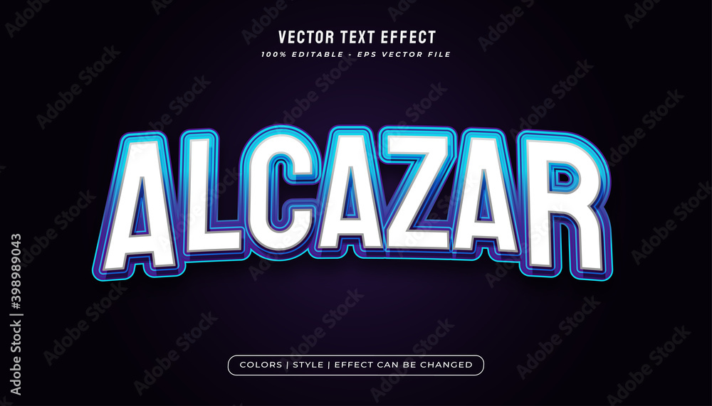 Blue and white gaming text style with curved effect