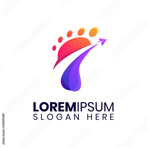 Foot plane colorful logo template