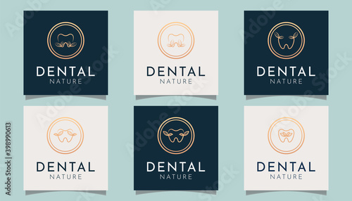 Collection of luxury dental leaf logo template