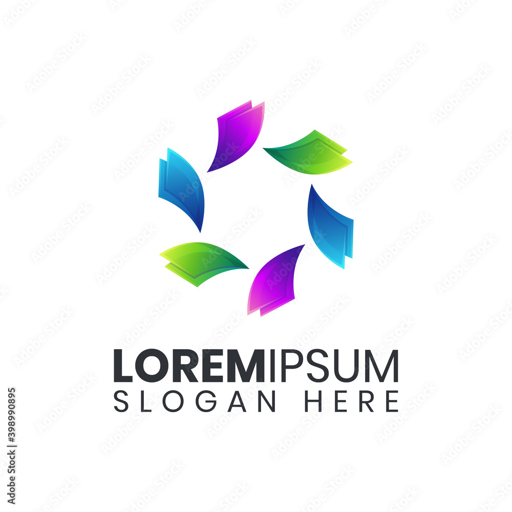 Abstract hexagonal colorful logo template