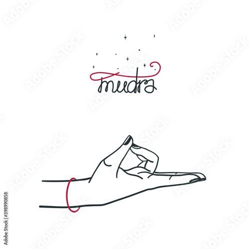 Vector illustration of mystical mudra hands. Esoteric, spiritual, wicca occult inspired concept.