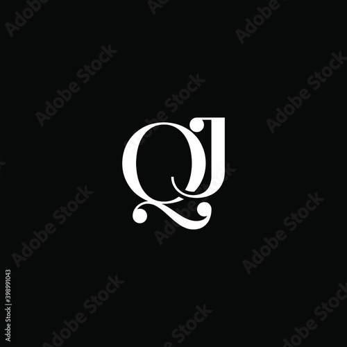 Q J letter logo creative design on black color background. qj monogram photo