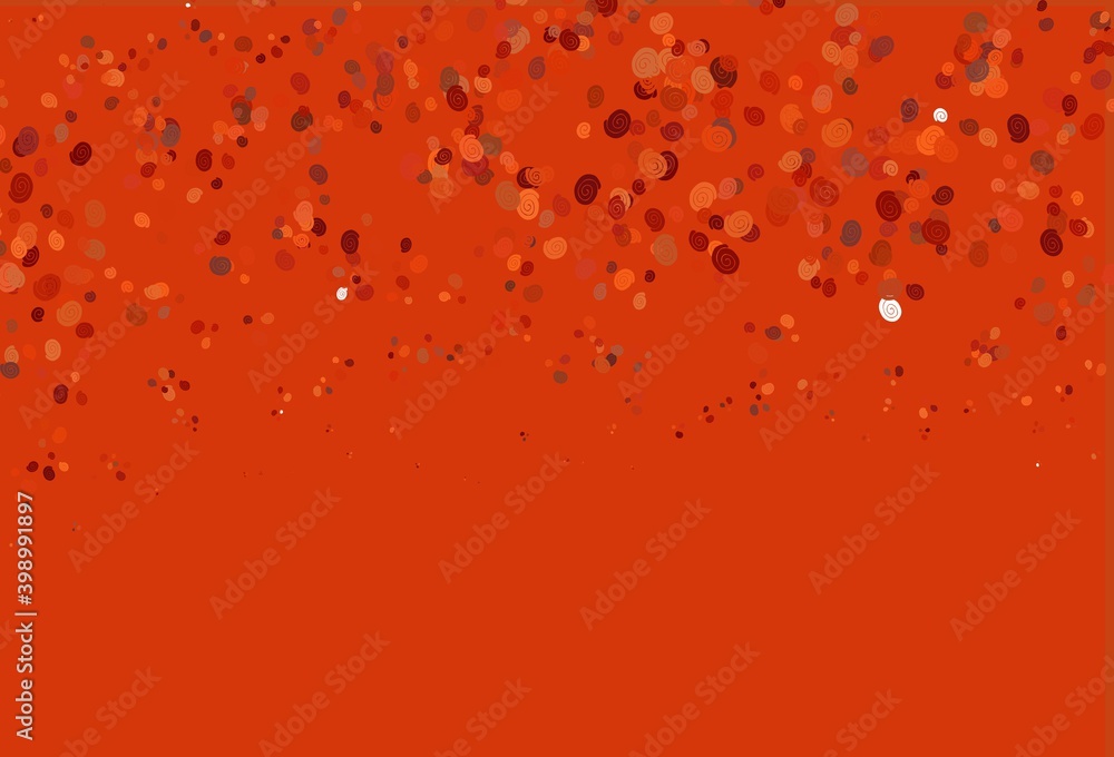 Light Orange vector pattern with lines, ovals.