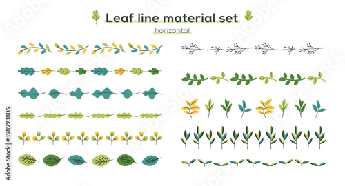 手描きの植物の素材セット（ライン）