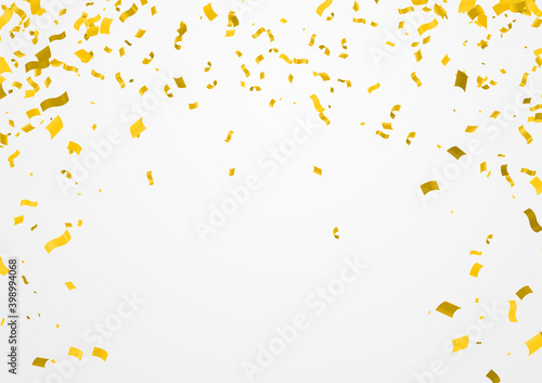 Celebration party banner with golden balloons and serpentine.