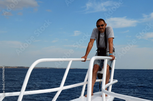 Tourist from Kiev on divers boat. Red Sea, Sharm El Sheikh, Egypt
